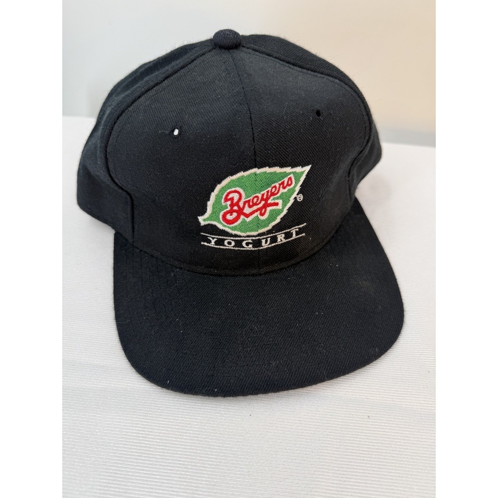 Vintage Breyers Yogurt KUSA Snapback Hat Black Embroidered Logo Advertising Cap